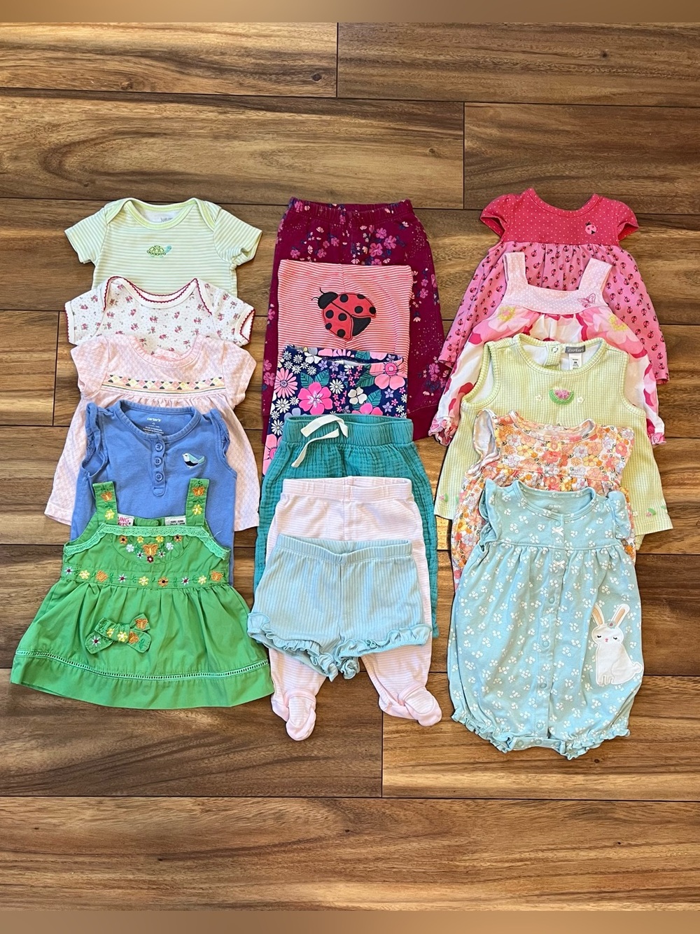 Baby girl 6mo Cottagecore LOT16pcs infant clothing bundle dresses rompers pants